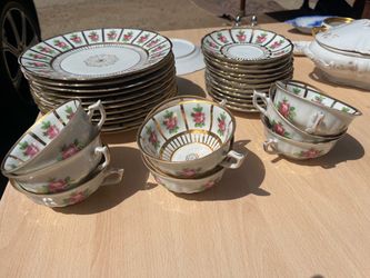 Antique tea and plate set
