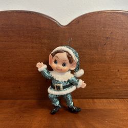 Leprechaun Ornament Sparkley Sparkly Elf Green Glitter 4” x 2.75” 