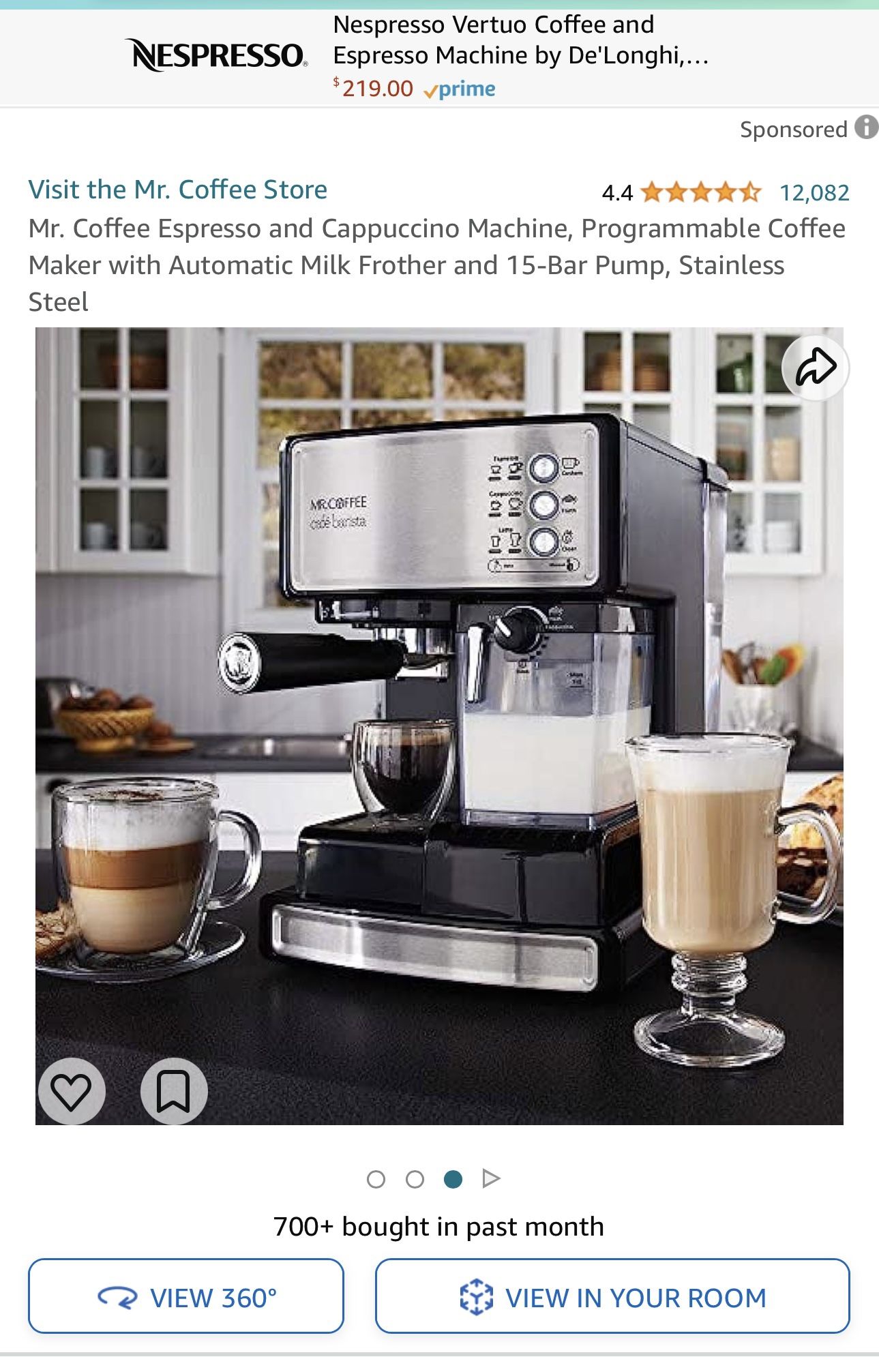 Mr. Coffee Espresso and Cappuccino Machine, Programmable Coffee Maker with Automatic Milk Frother