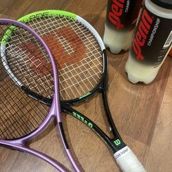 2 Tennis Rackets And 6 New Tennis Balls 