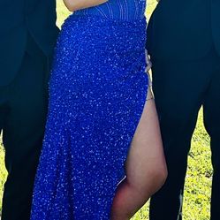 PROM GRADUATION ROYAL BLUE VIP FASHION GOWN DRESS WITH TRAIN SIZE 4 