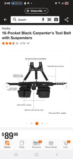 
Husky
16-Pocket Black Carpenter's Tool Belt with Suspenders