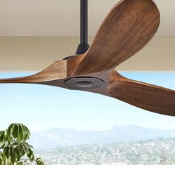 Haipeel 52 Inch Ceiling Fans Without Lights, Wood Ceiling Fan no Light with Remote Control