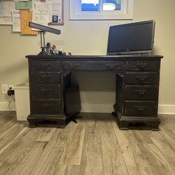 Distressed solid wood desk