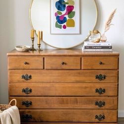 40"L18.5"D30.5"H"Ethan Allen" Vintage antique MCM Classic 3-Drawer small chest of dresser Oversized Nightstand