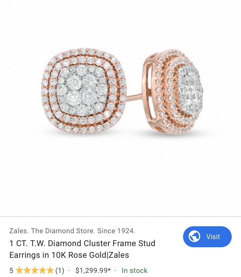 Zales 1 ct tw diamond cluster frame stud earrings 10k rose gold