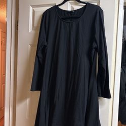 Women’s Black Long Sleeve Cotton Dress