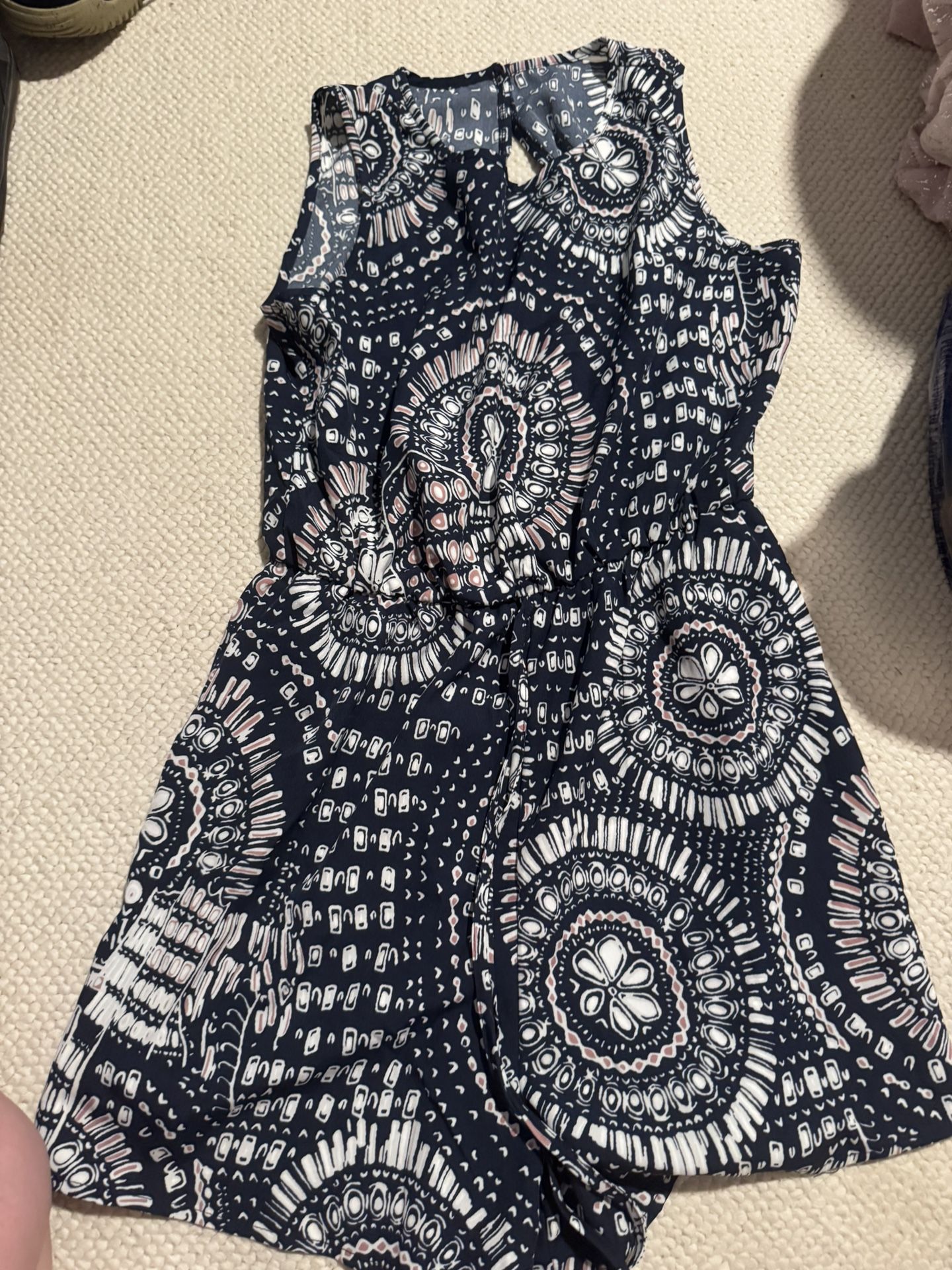 Womens Small Medium Boho Floral Sleeveless Romper