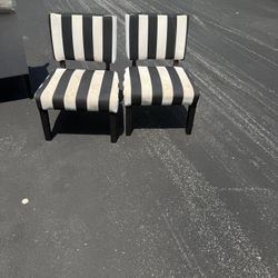 🪑 Pair of Black & White Stripe Upholstered Chairs – Stylish & Comfortable! 🖤🤍