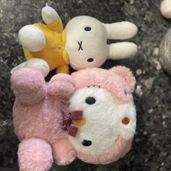 HELLO KITTY AND MIFFY PLUSHIES