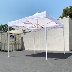 $99 (New) Heavy-duty 10x10 ft outdoor ez pop up canopy party tent instant shades w/ carry bag (white/blue)