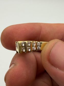 14K Gold Ring, Diamond Accents & Simulated Center, Size 6
