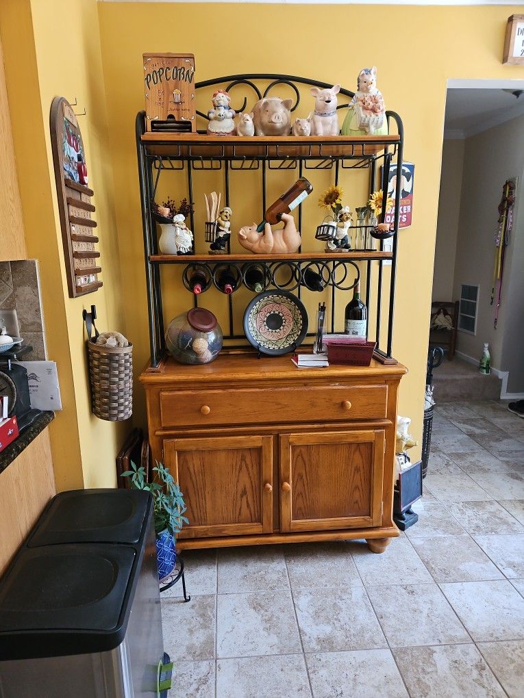 Oak Buffet With Wine Rack