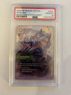 Riftbound Spiritforged Aphelios Signature PSA 10