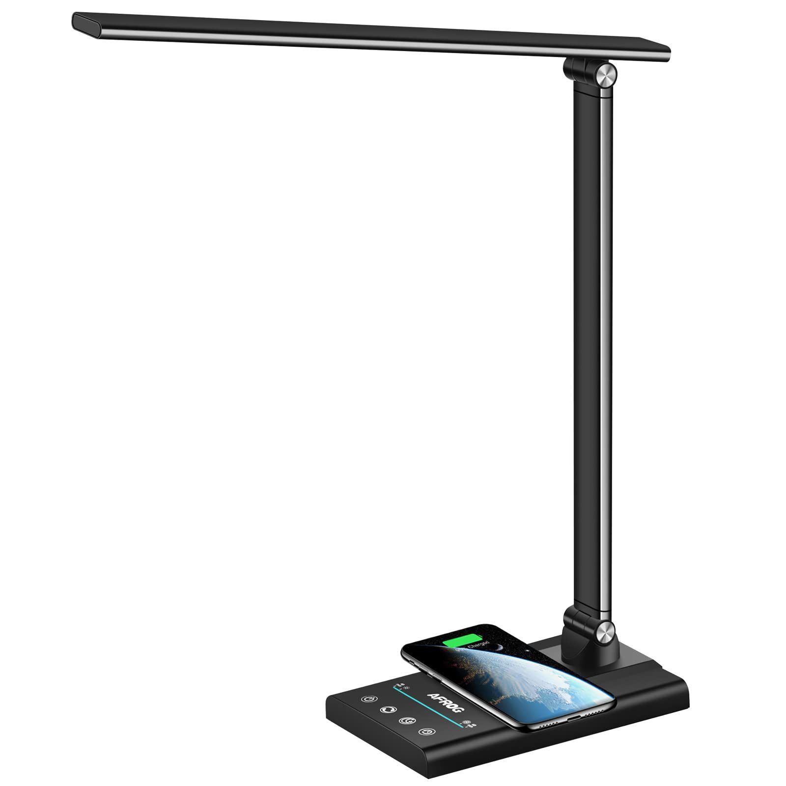 Foldable 5 Light Mode LED Desk Lamp Fast Wireless USB Charger Port Nightlight
