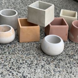 Assortment of small Cement Plant Pots $7 Per Planter