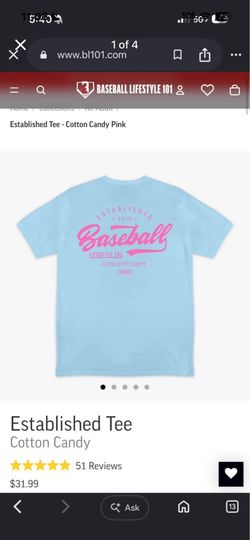 Baseball Lifestyle Established Tee Cotton Candy