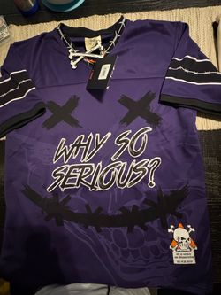Large Brand X  Joker "Why So Serious?" Purple Hockey Jersey