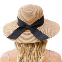 Brand New Beach Hat for Women, Wide Brim Sun Straw Hats for Women, Sun Hat Womens UPF 50+ UV Protection, Floppy Foldable Summer Hat