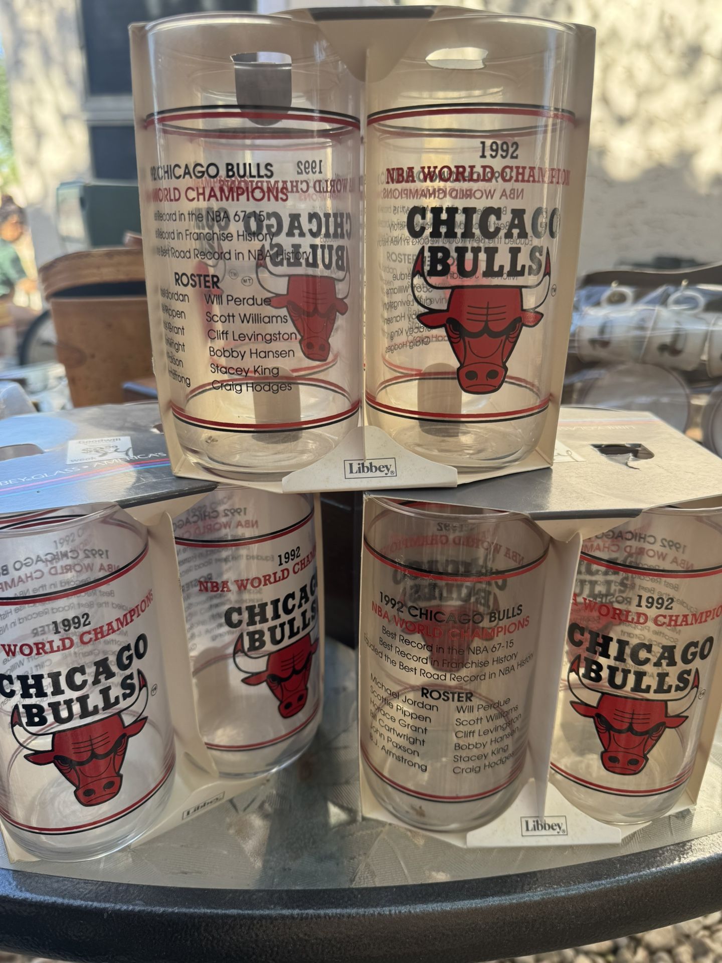 Vintage Chicago Bulls 1992 NBA Champions Glasses – 3 Complete Sets