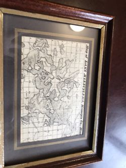 Small framed map of lake Minnetonka man