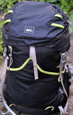 REI Hiking Backpack Black with Green Accents