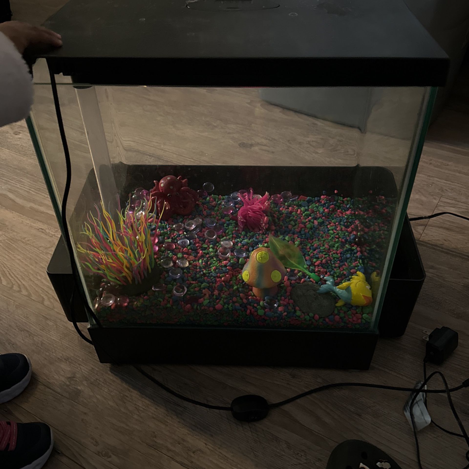 Light Up Top Fin Fish Tank With Gravel Cleaner