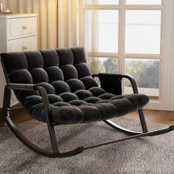New in box Rocking Papasan Chair, Indoor Outdoor Patio Rocking Chairs, Double Papasan Chair with Cushion, Oversized Modern Rocker Chairs for Living Ro