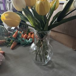 Glass Vase With Tulips 
