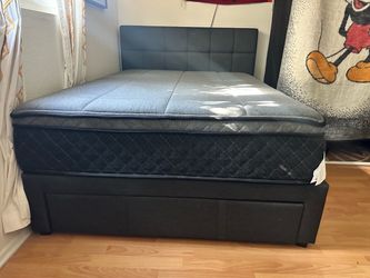 Full size bedframe and mattress with storage
