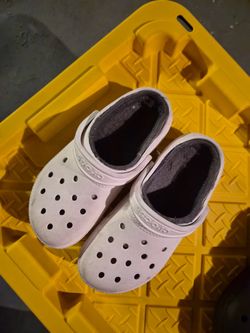 White fuzzy croc
