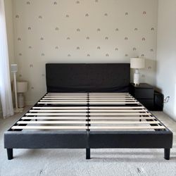 Upholstered Bed Frame - King (Dark Gray)