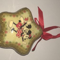 Disney Mickey & Minnie Mouse Skaters Glitter Star Tree Ornament B55