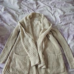 URBAN OUTFITTERS BY CORPUS woven cardigan Beige nude cream with 2 large pockets Size Small