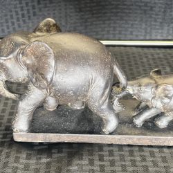 Elephant Mother and Baby Calf Polystone Decorative Sculpture  