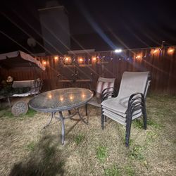 Round Metal Table With Glass Top 5 Chairs