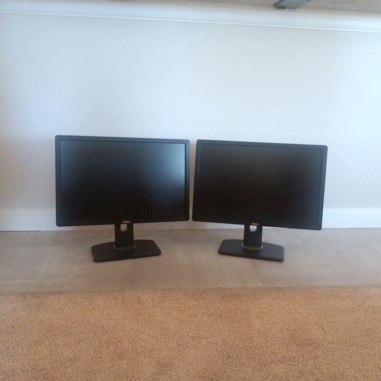 dual monitor 22 inch dell widescreen monitors 22" wide screen computer desktop moniter pc computers desktops pcs