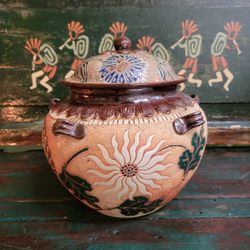 Vintage Pottery Bowl With Lid 