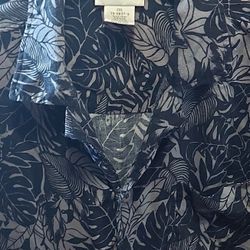 King size 2XL  Black Floral Button Down

