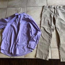 Men’s XL Lavender Shirt And Tommy Hilfiger Pants 36/30