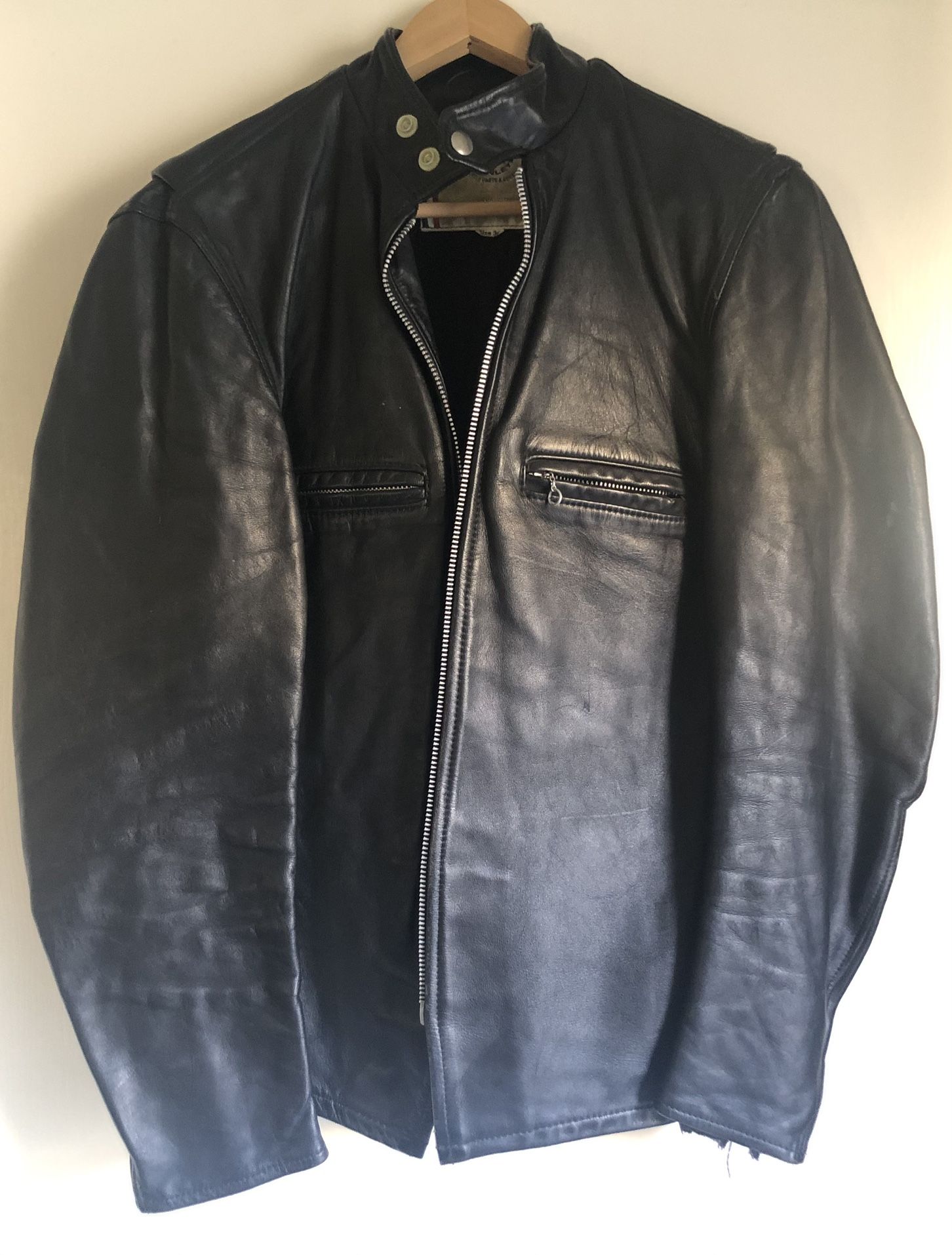 Vintage Leather Biker Motorcycle Jacket