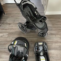 Graco Jogging Stroller, Car Seat, And Base