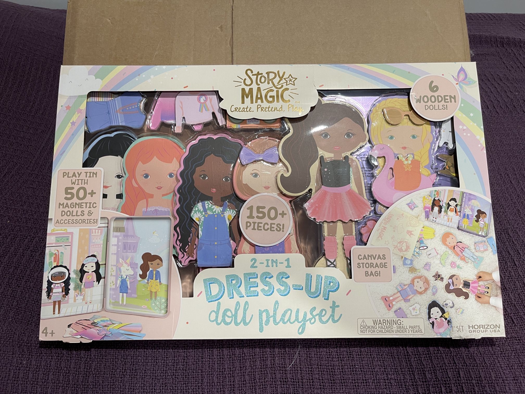 Story Magic Wooden Dress Up Dolls 150 piece playset (4+ Years)