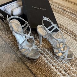Pelle Moda FARAH EVENING SANDAL SILVER LEATHER