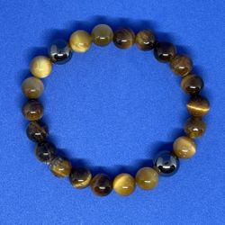 Natural Charged Tiger Eye & Hematite Bracelet  (known For: Decision & $ Making, healer,Calm Emotions, Remove Negativity)