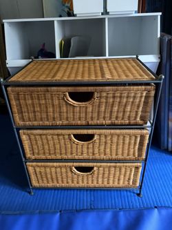 Wicker 3 Drawer Storage Cabinet