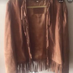 Butter soft Suede jacket with fashionable fringe like new Med