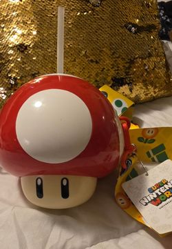 Super Nintendo World Super Mushroom Sipper Drink Cup from Universal Studios.