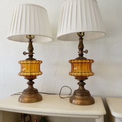 Stunning Vintage Amber Orange Lamps
