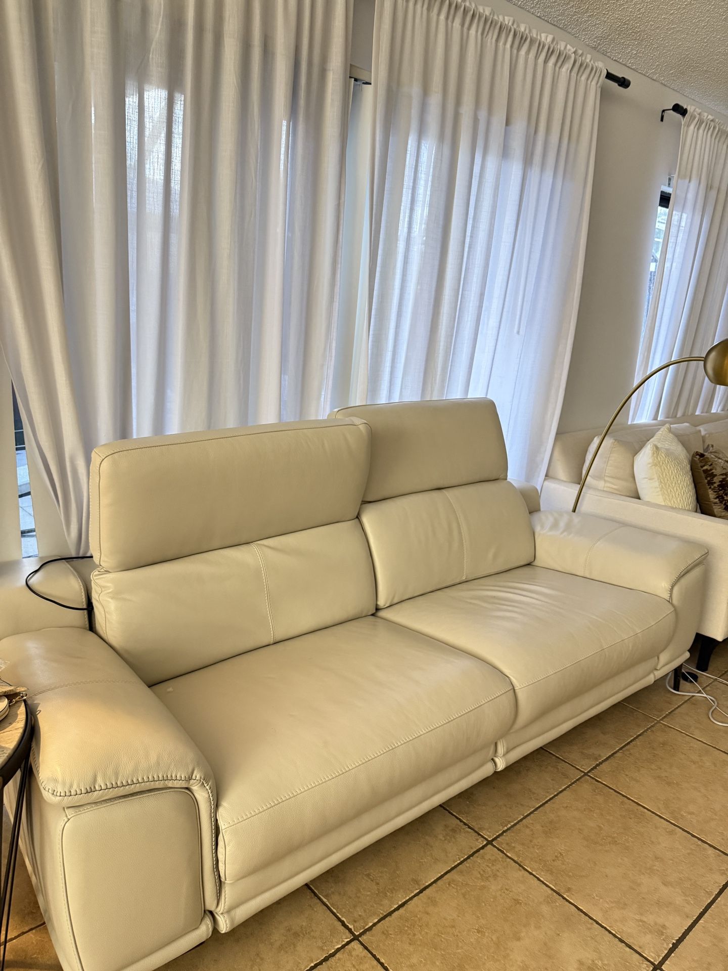 Bergamo Leather Power Recline Sofa-Stone